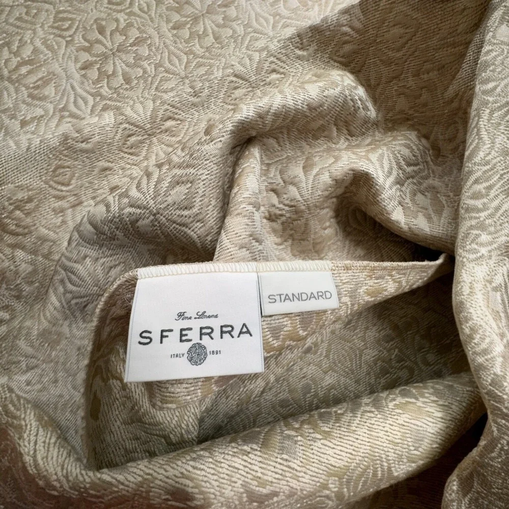 Sferra Veroli Standard Sateen Boudoir Titanium Flange 16x12 Brand NWT Italy